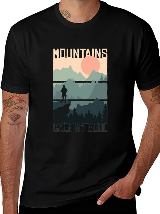 Mountains Calm My Soul Black Graphic Tee
