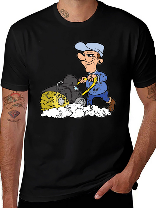 Funny Lawn Mower Cartoon Graphic T-Shirt