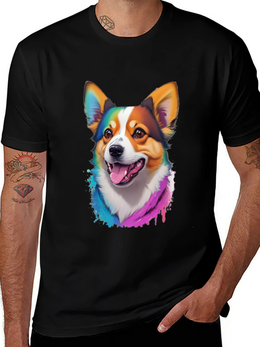 Rainbow Corgi T-Shirt - Artistic Dog Lover Tee