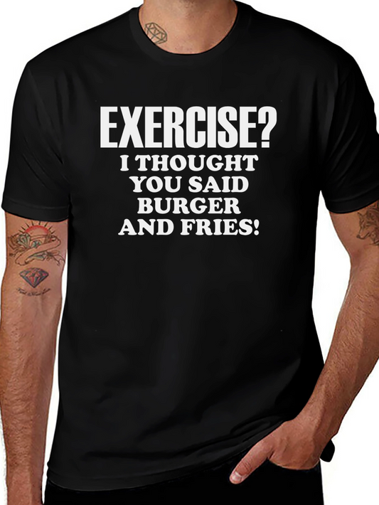 Funny Exercise Burger and Fries Graphic Tee