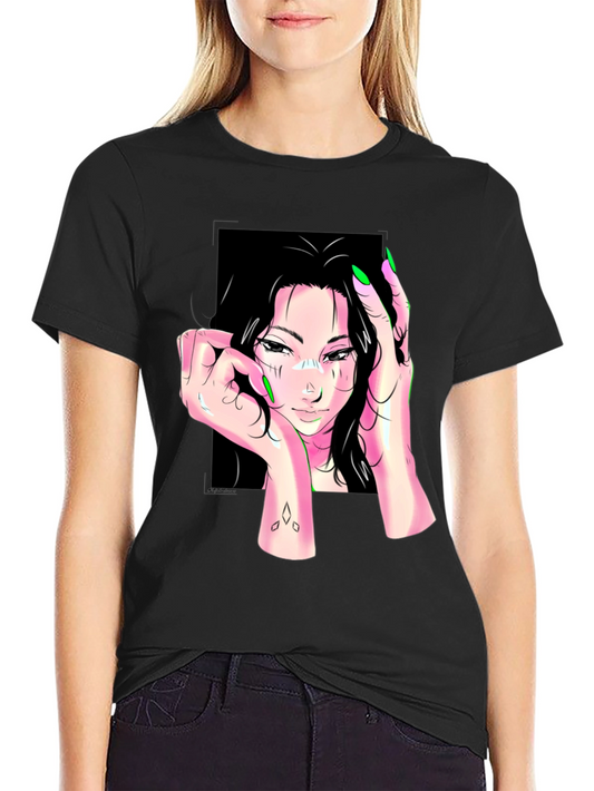 Edgy Graphic Tee - Anime Girl Design