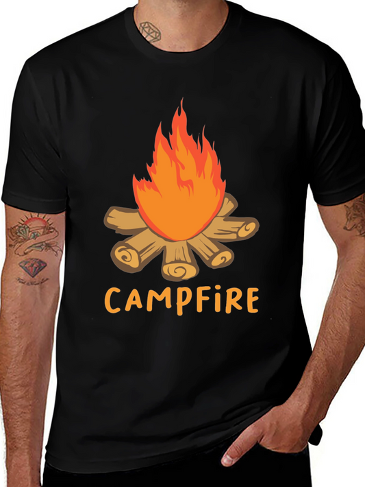 Campfire Graphic Tee - Black Cotton T-Shirt