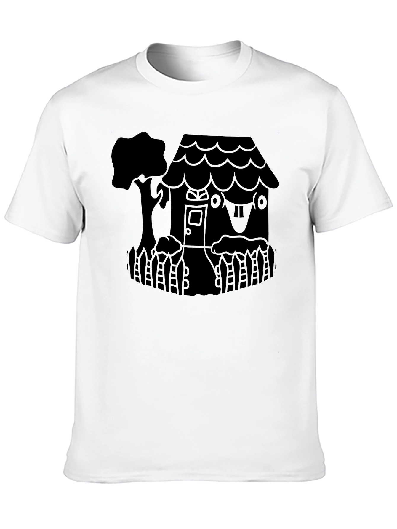Whimsical House Graphic Tee - Black Unisex Shirt