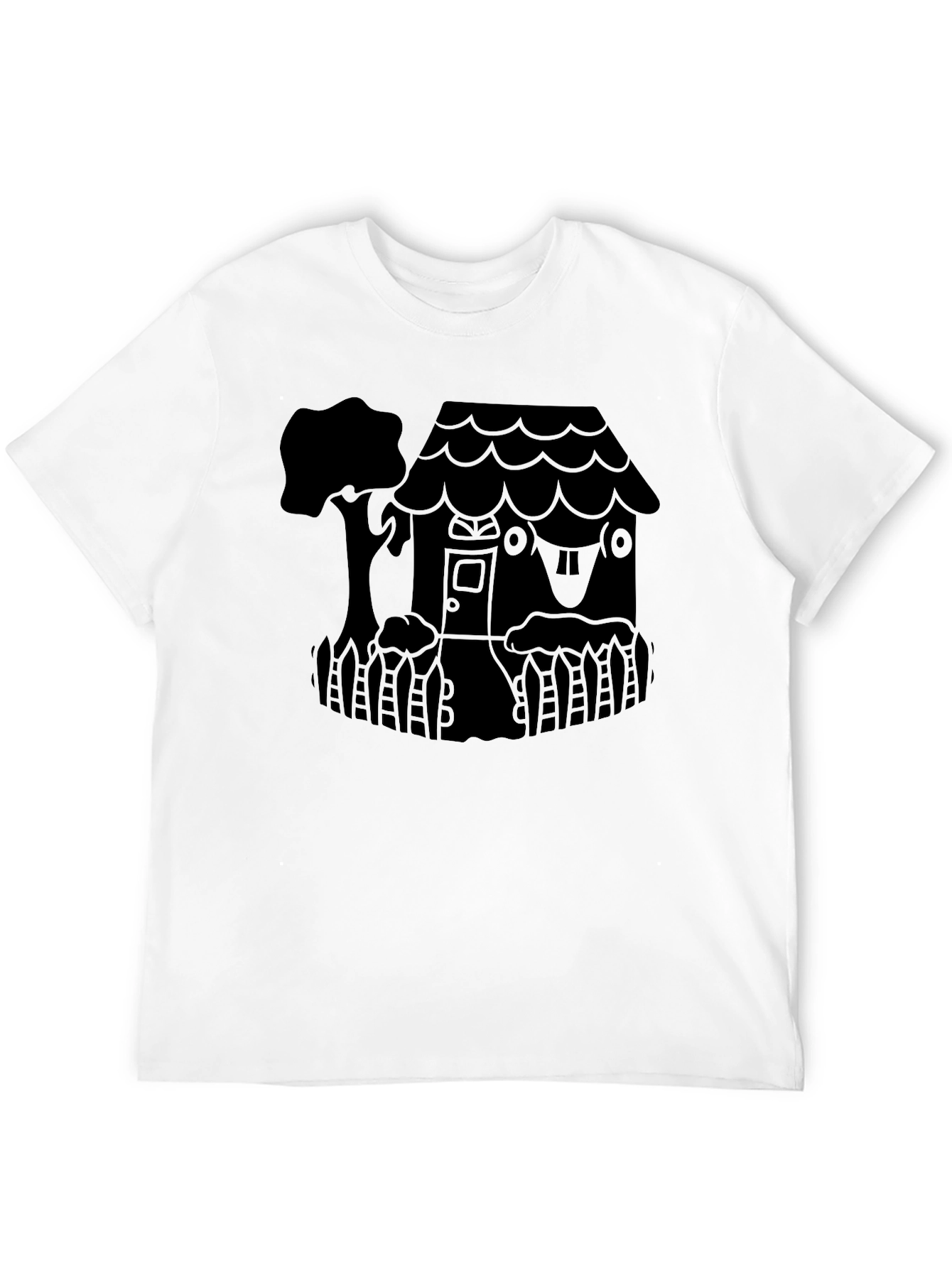Whimsical House Graphic Tee - Black Unisex Shirt