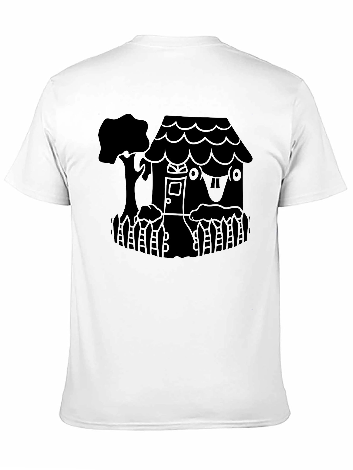 Whimsical House Graphic Tee - Black Unisex Shirt