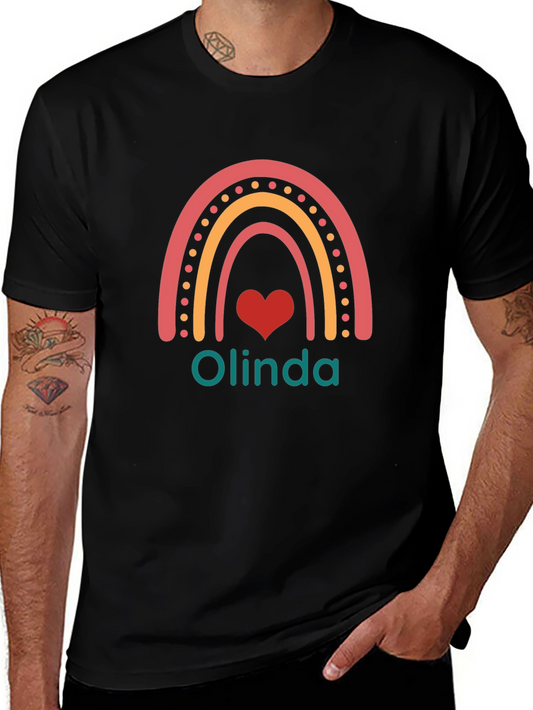 Olinda Rainbow Heart T-Shirt - Personalized Gift
