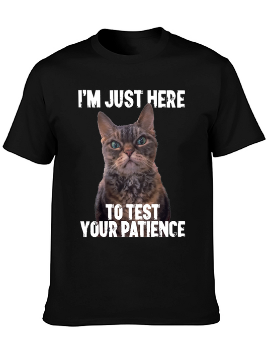 Funny Cat Patience Test Black T-Shirt