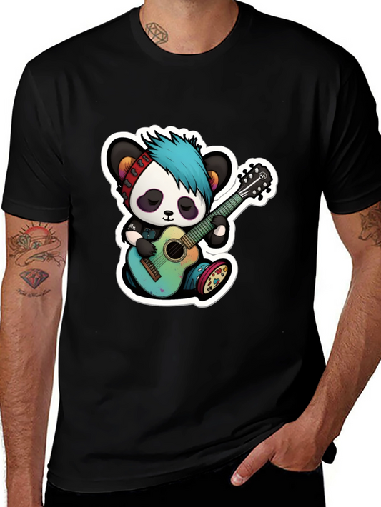 Cool Panda Rocking Guitar Graphic Tee