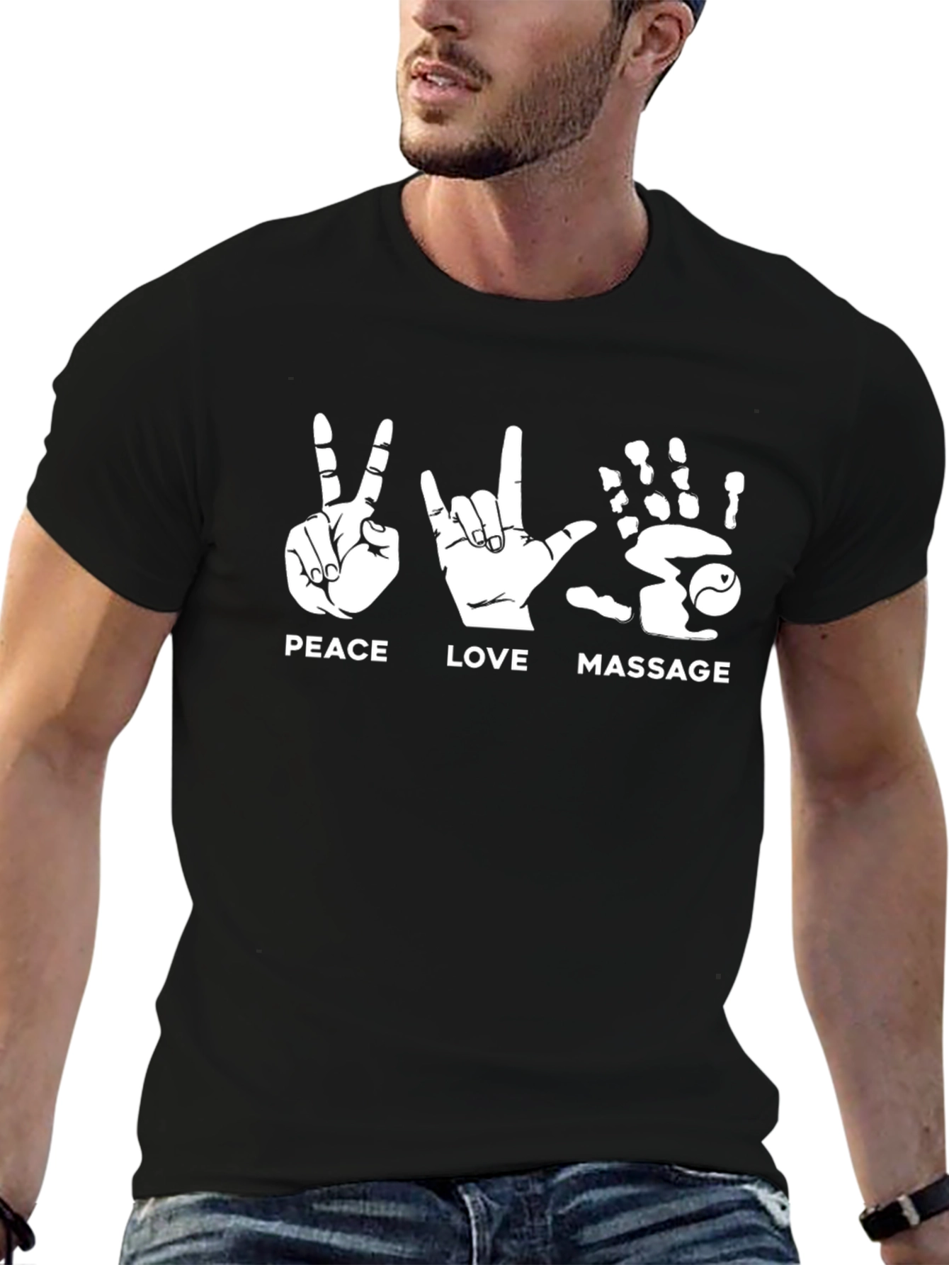 Peace Love Massage T-Shirt Black