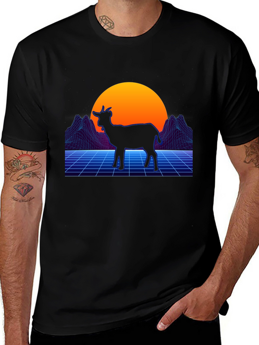 Retro Goat T-Shirt - 80s Style Design