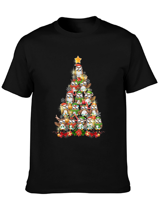 Festive Owl Christmas Tree Graphic Tee