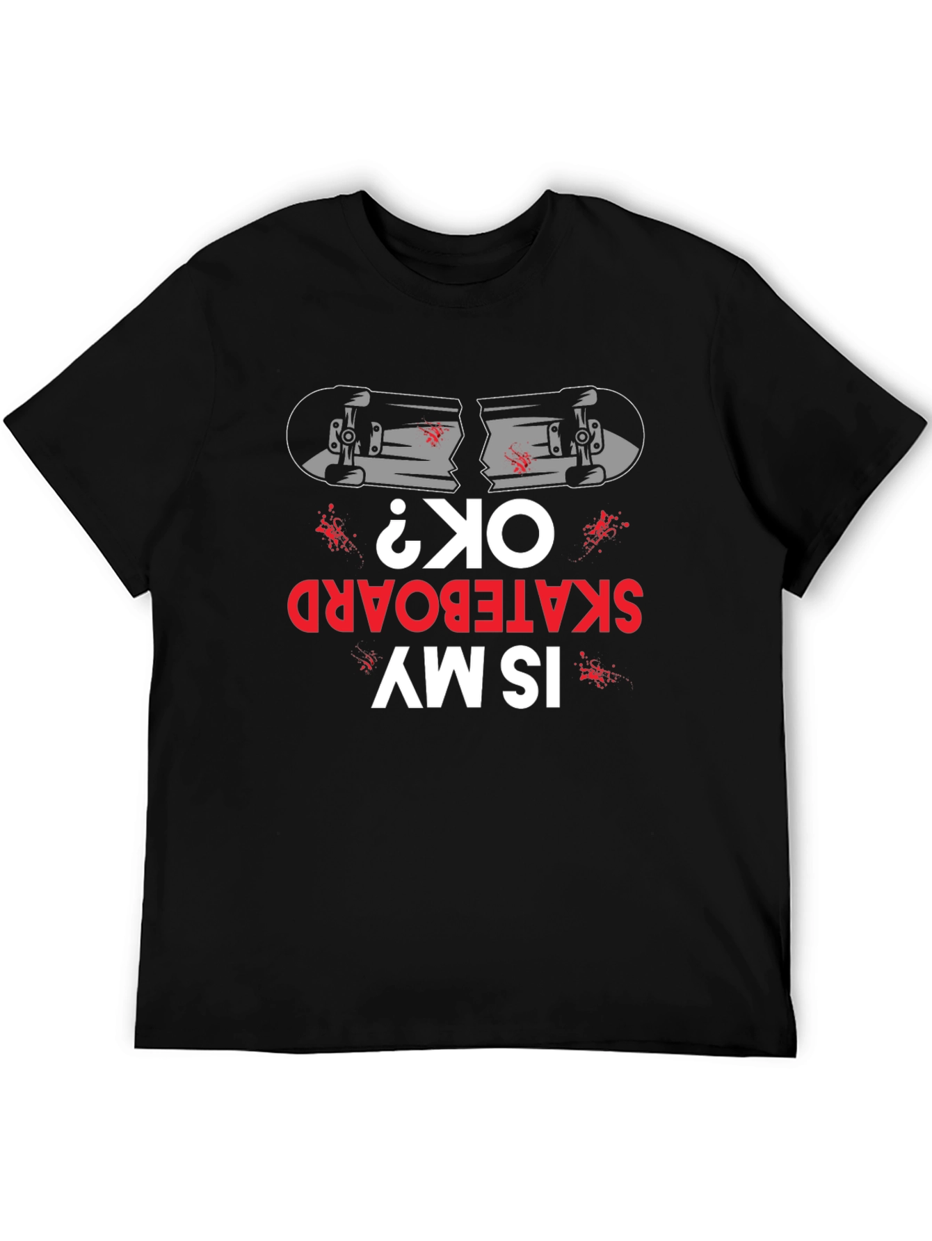 Broken Skateboard Graphic Tee - Humorous Skateboarding T-Shirt