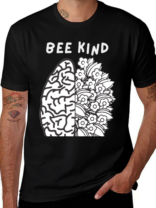 Bee Kind Brain Flowers Graphic Tee