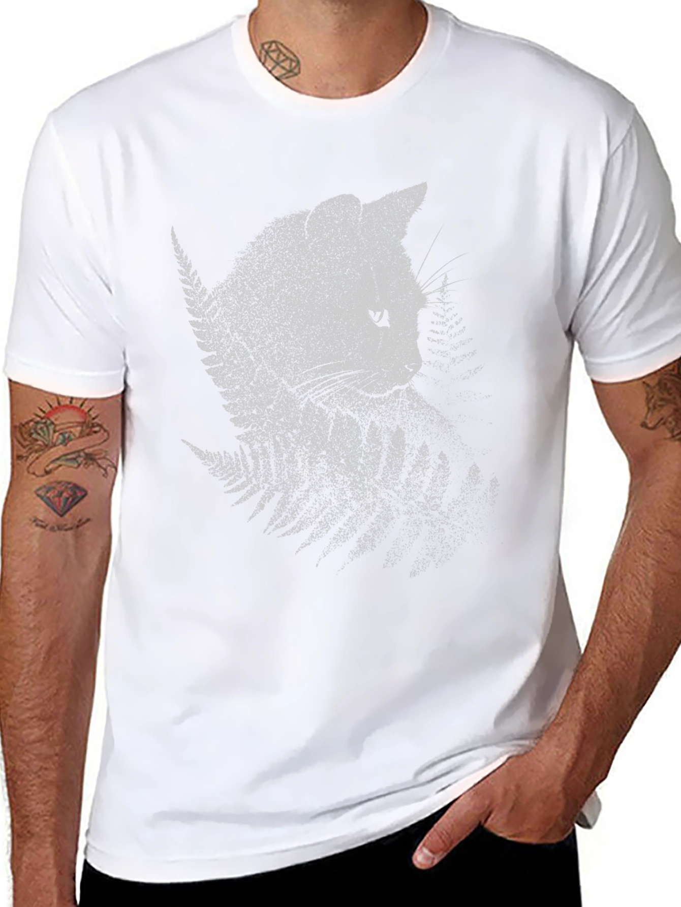 Nature Cat Graphic Tee - Black Crewneck