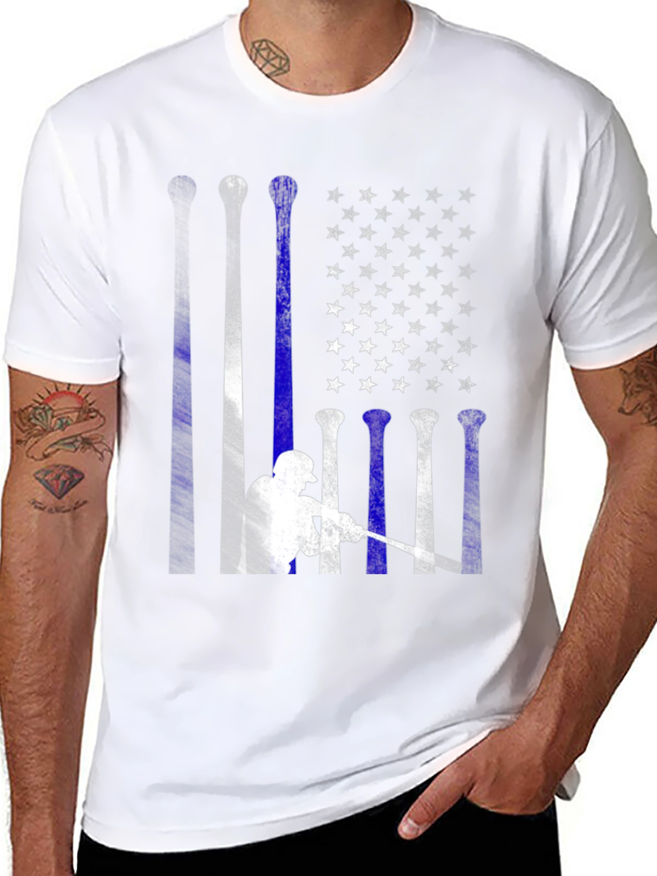 Baseball American Flag Graphic T-Shirt