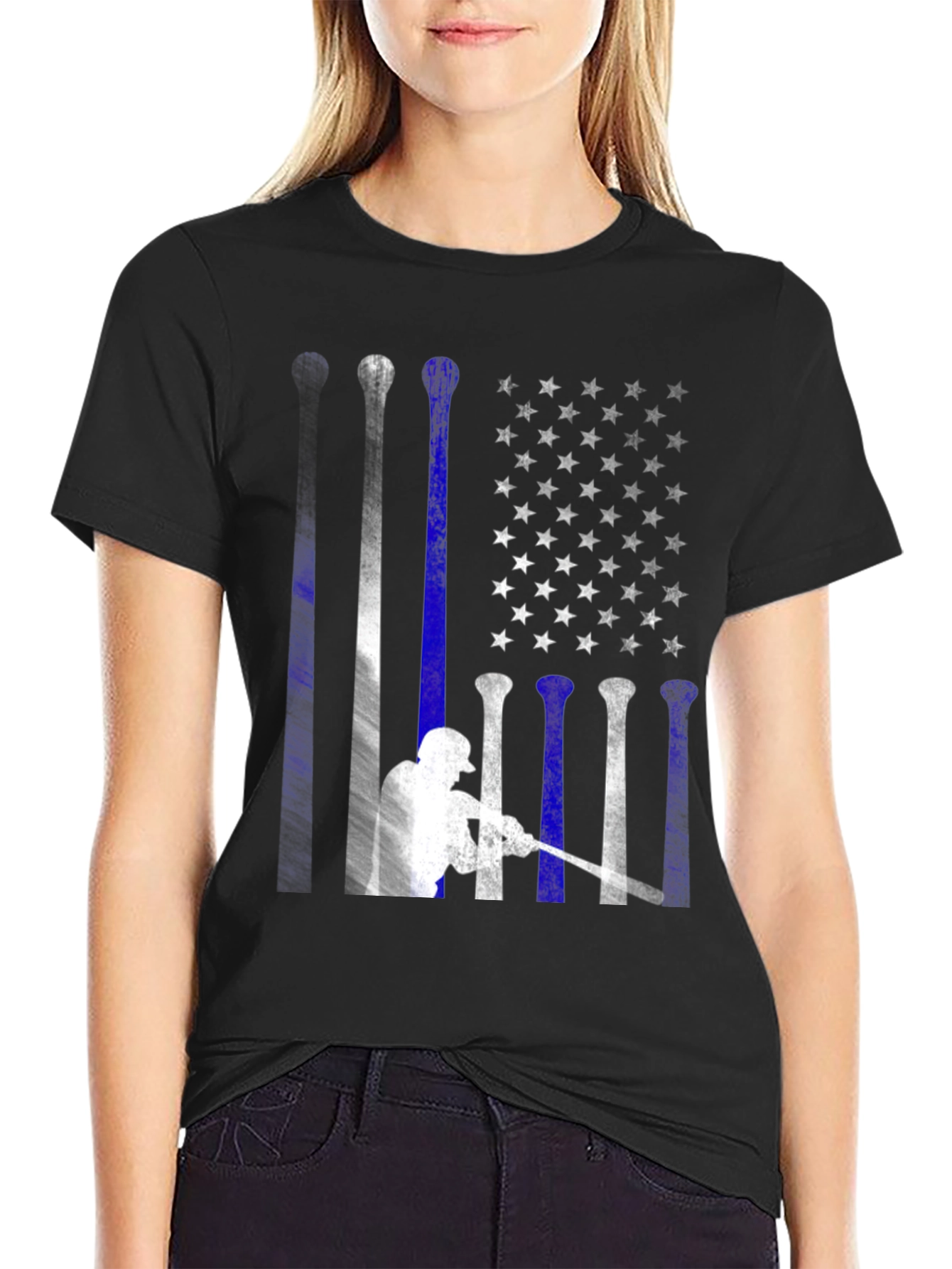 Baseball American Flag Graphic T-Shirt
