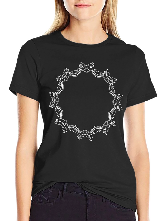 Elegant Black T-Shirt with Decorative Frame Design