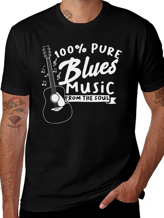 100% Pure Blues Music Guitar Graphic T-Shirt