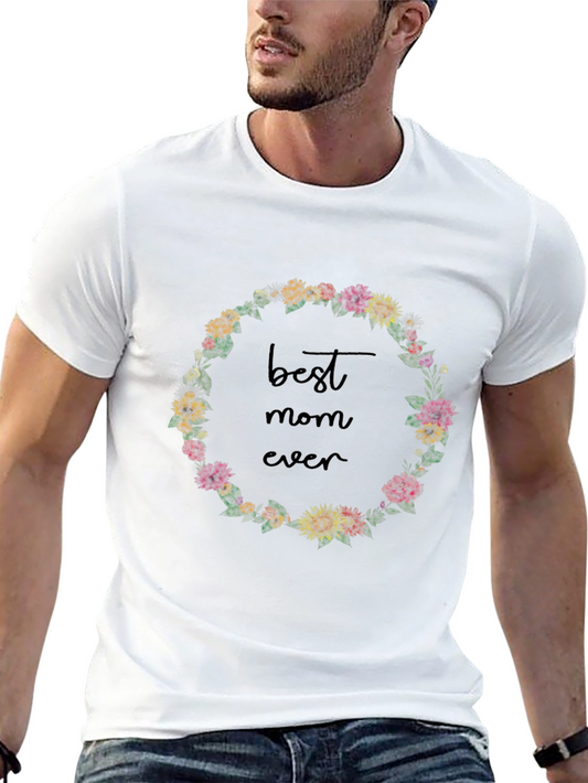 Best Mom Ever Floral Wreath Black T-Shirt