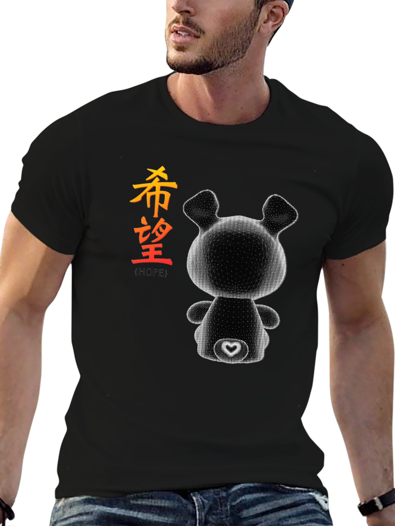 Abstract Bear Hope Graphic Tee - Modern Streetwear Style