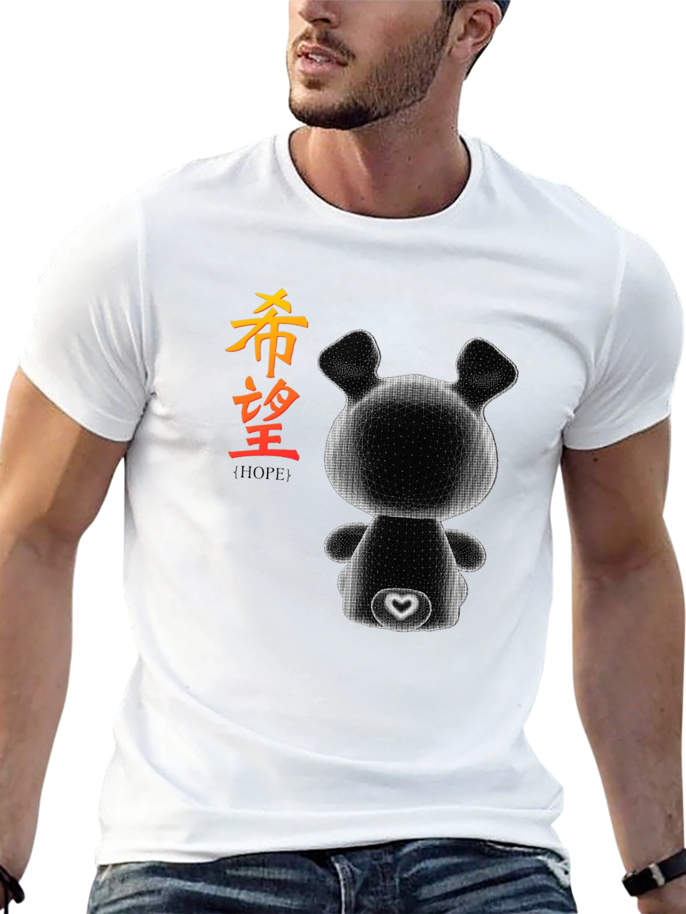 Abstract Bear Hope Graphic Tee - Modern Streetwear Style