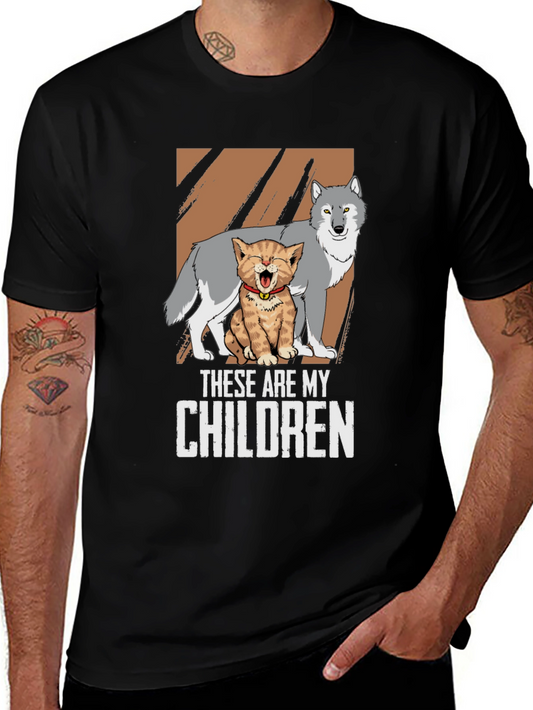 These Are My Children T-Shirt Wolf and Kitten Design