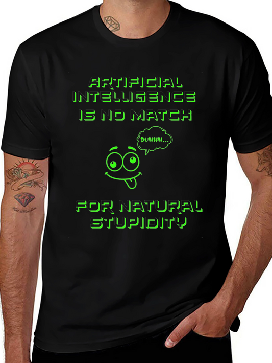 Funny AI vs. Stupidity Graphic T-Shirt