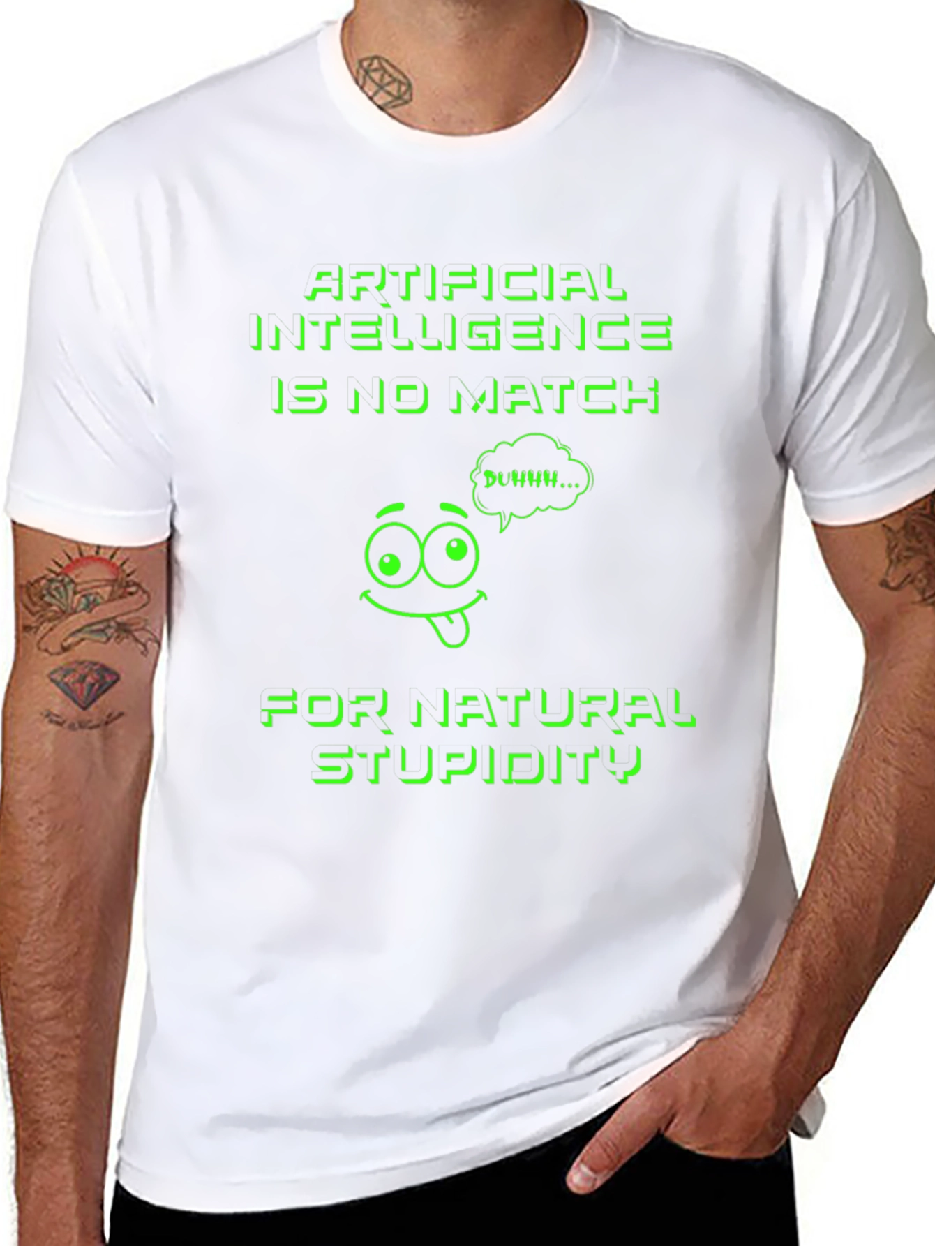 Funny AI vs. Stupidity Graphic T-Shirt