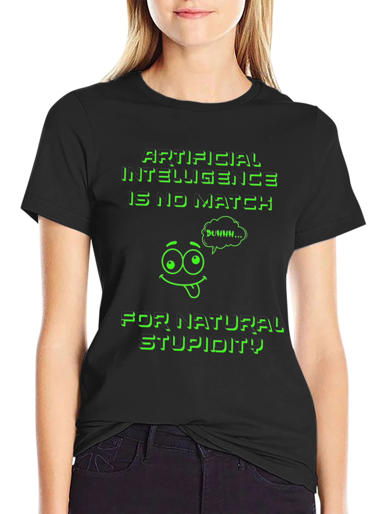 Funny AI vs. Stupidity Graphic T-Shirt