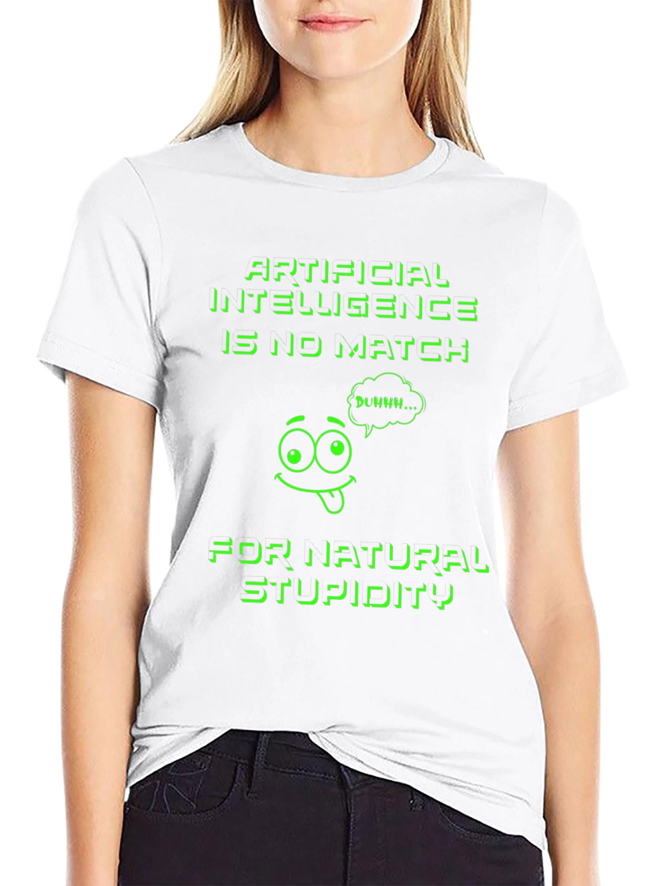 Funny AI vs. Stupidity Graphic T-Shirt