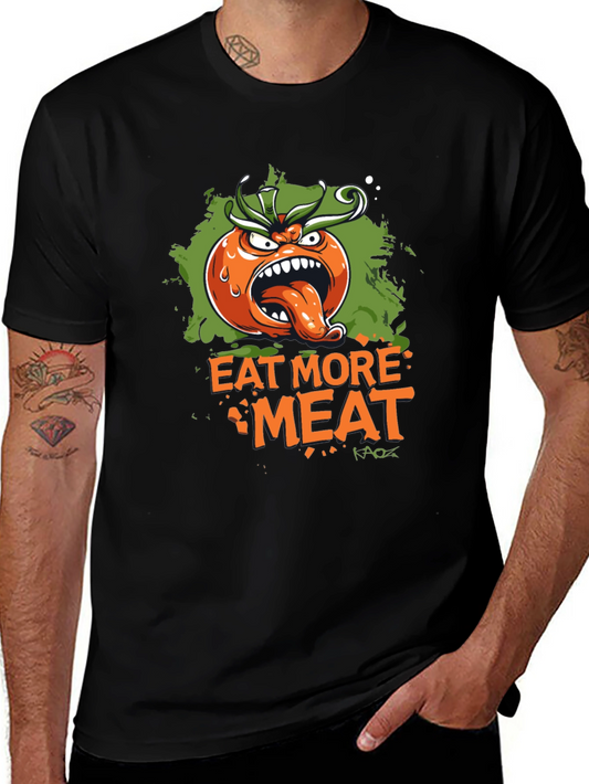 Eat More Meat Angry Tomato Graphic T-Shirt