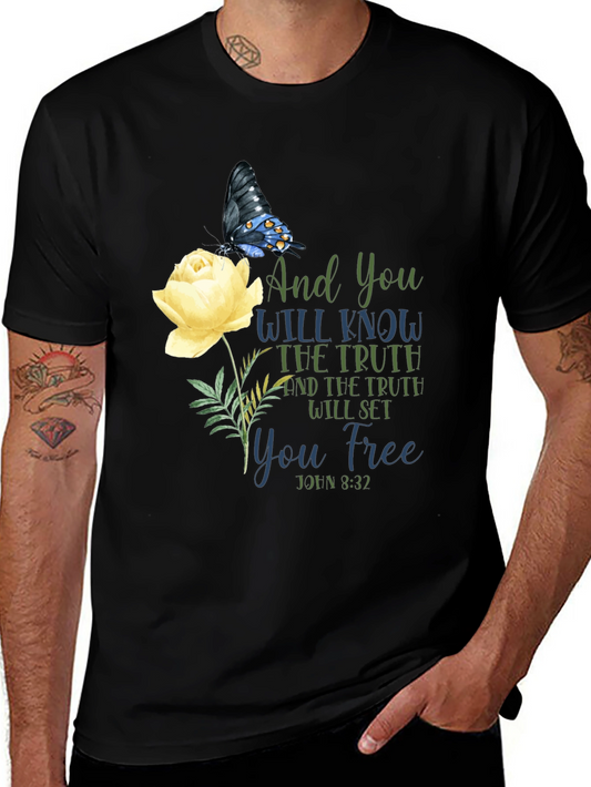 Faithful Truth T-Shirt - Floral Butterfly Christian Tee