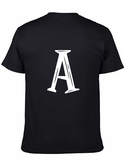 Black T-Shirt with White Letter A Design