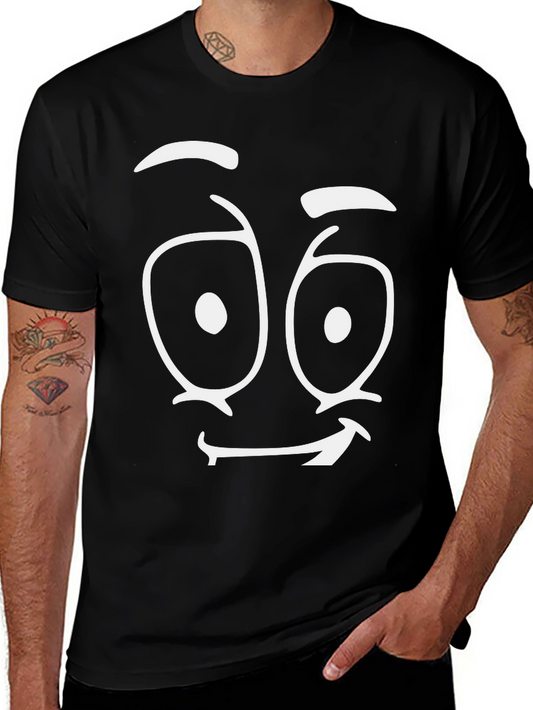 Funny Face Graphic Tee - Black Cotton T-Shirt