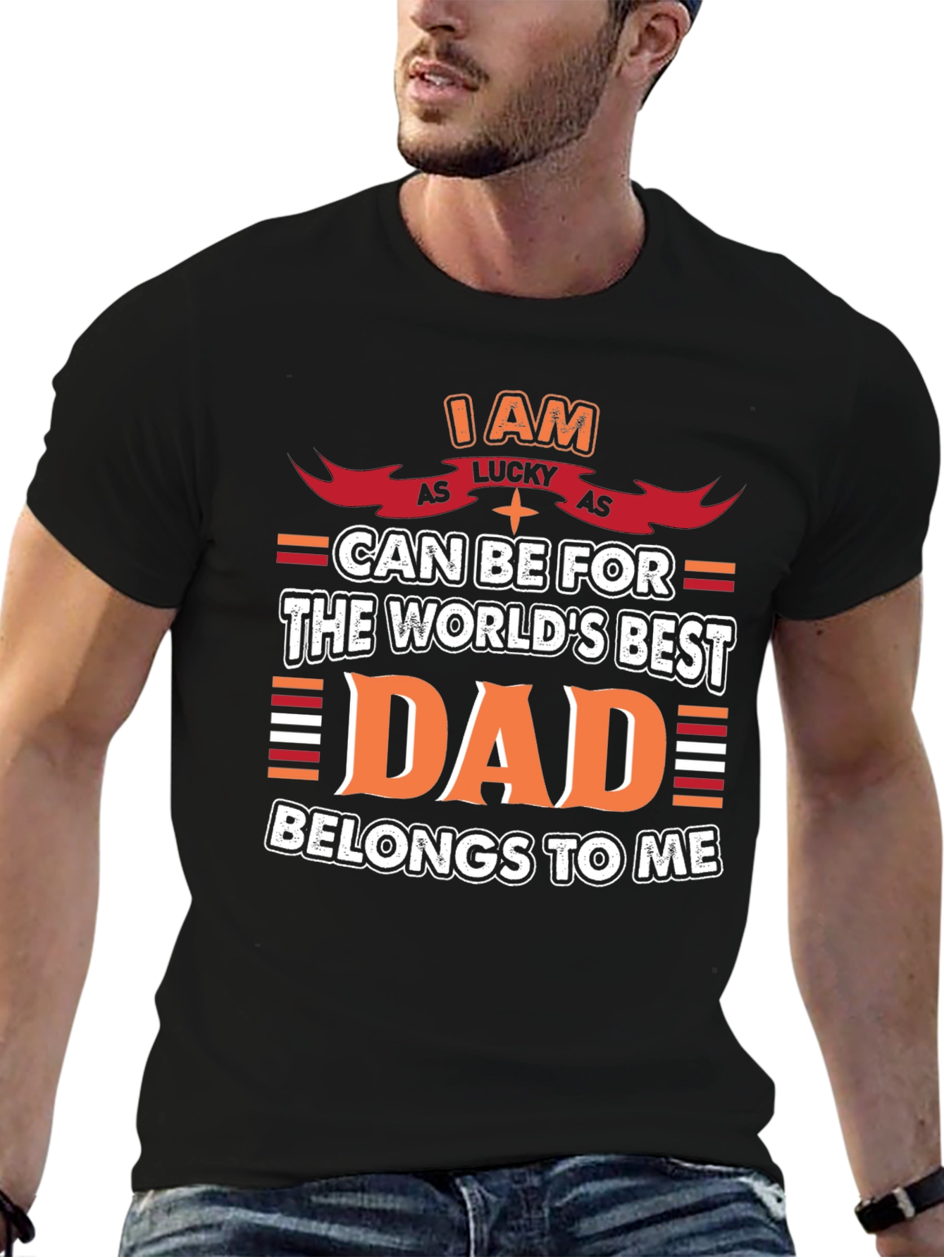 Lucky Dad Graphic Tee - Mens Black T-Shirt