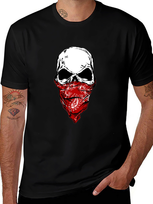 Skull Bandana Graphic Tee - Mens Black T-Shirt