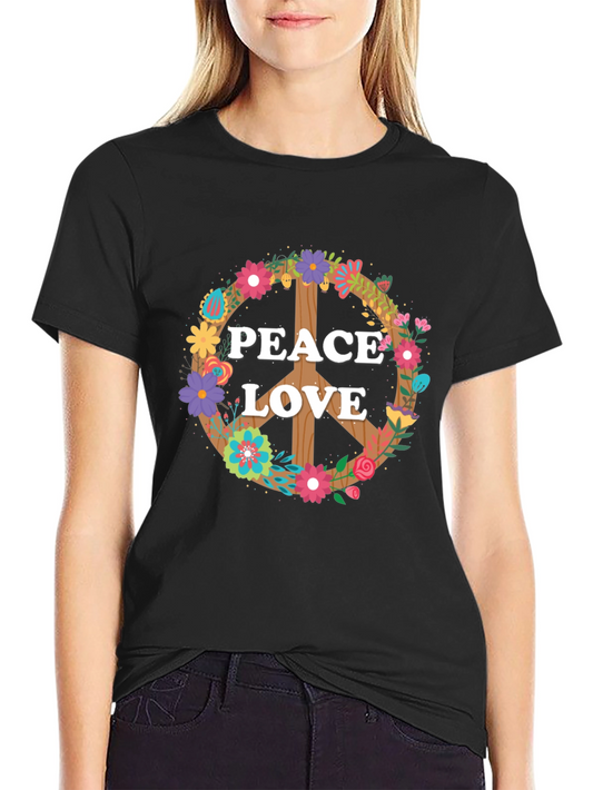 Peace and Love Floral Sign T-Shirt