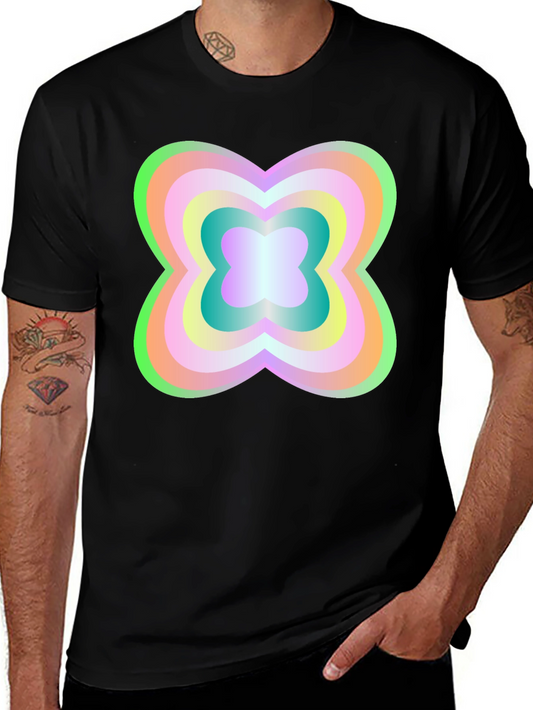 Retro Floral Graphic Tee - Black Cotton T-Shirt