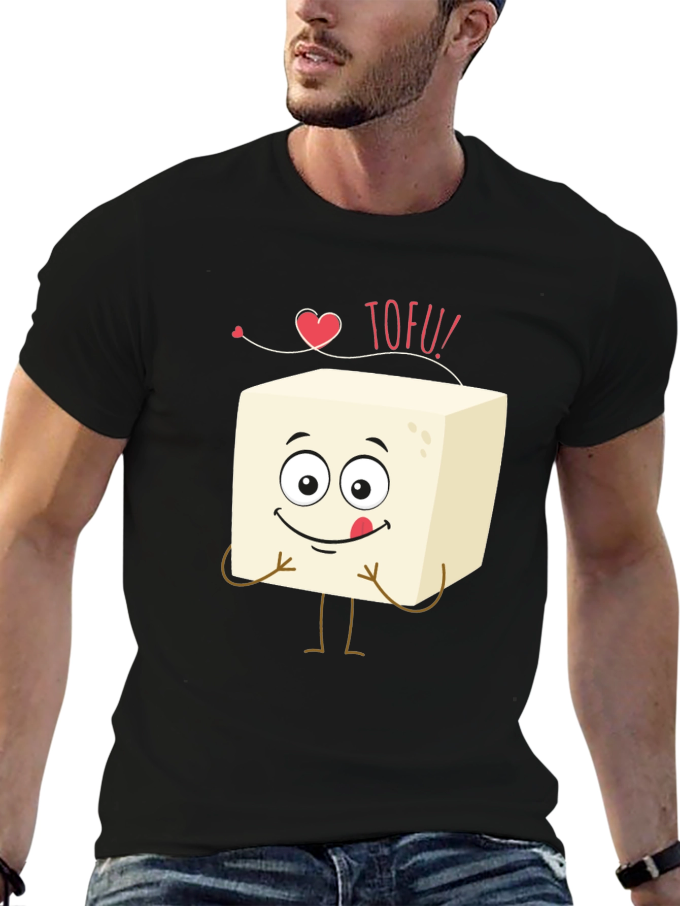 Cute Tofu Lovers Black T-Shirt