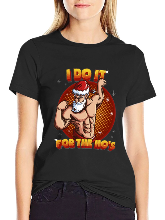 I Do It For The Hos Santa Muscle Black T-Shirt