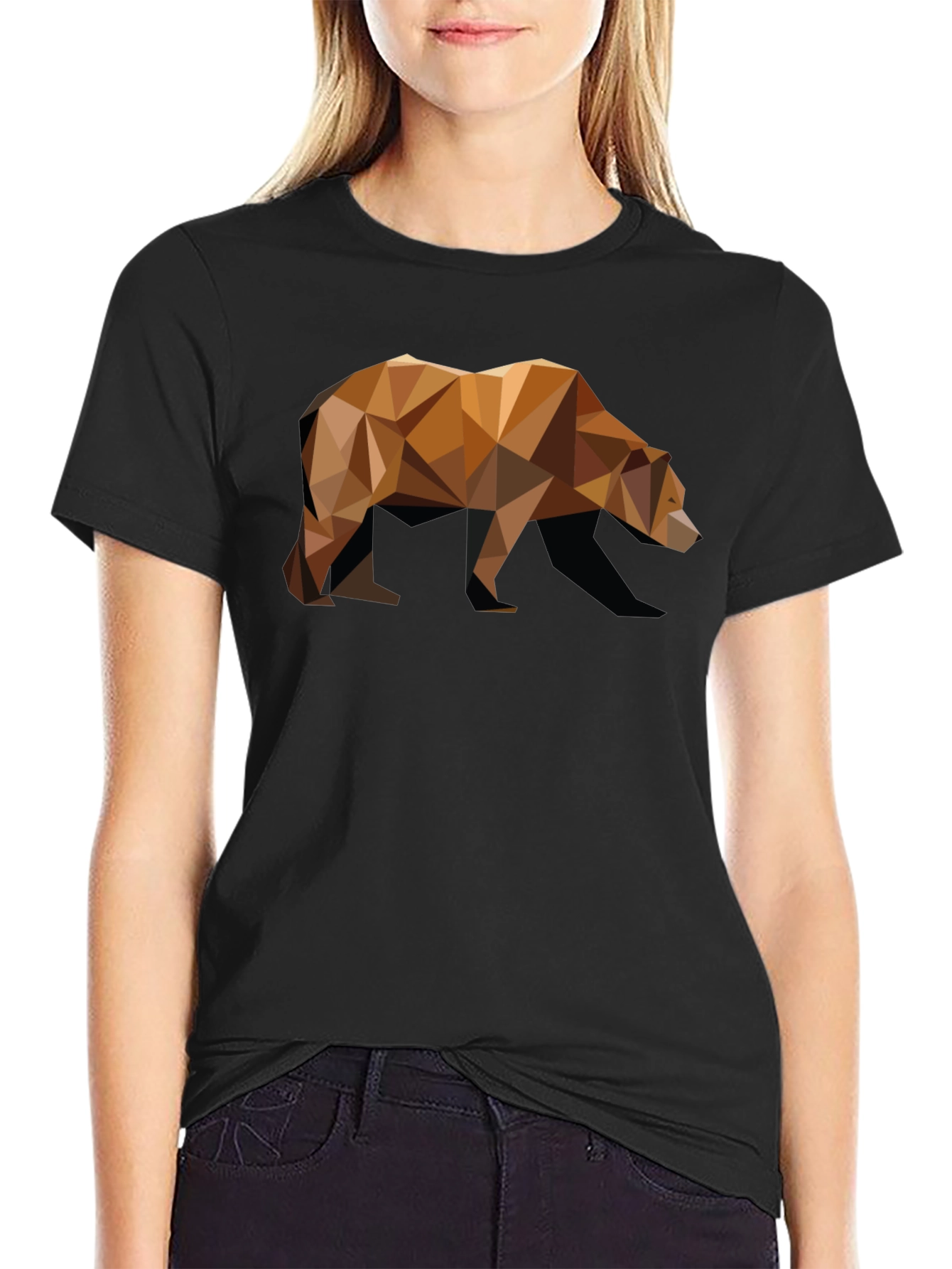 Geometric Bear Graphic Tee - Modern Animal Print Shirt