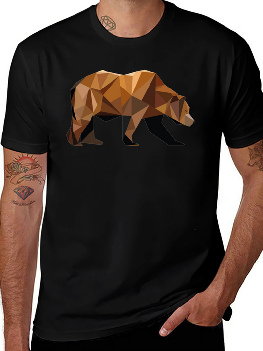 Geometric Bear Graphic Tee - Modern Animal Print Shirt