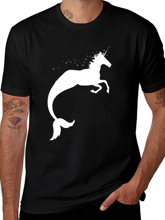 Unicorn Mermaid Graphic Tee - Black Cotton Shirt