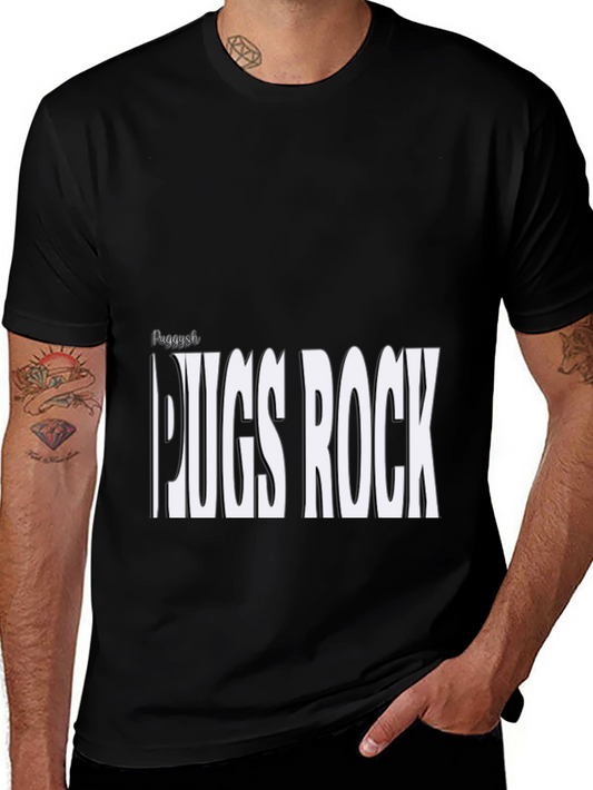 Pugs Rock T-Shirt - Black Graphic Tee for Pug Lovers