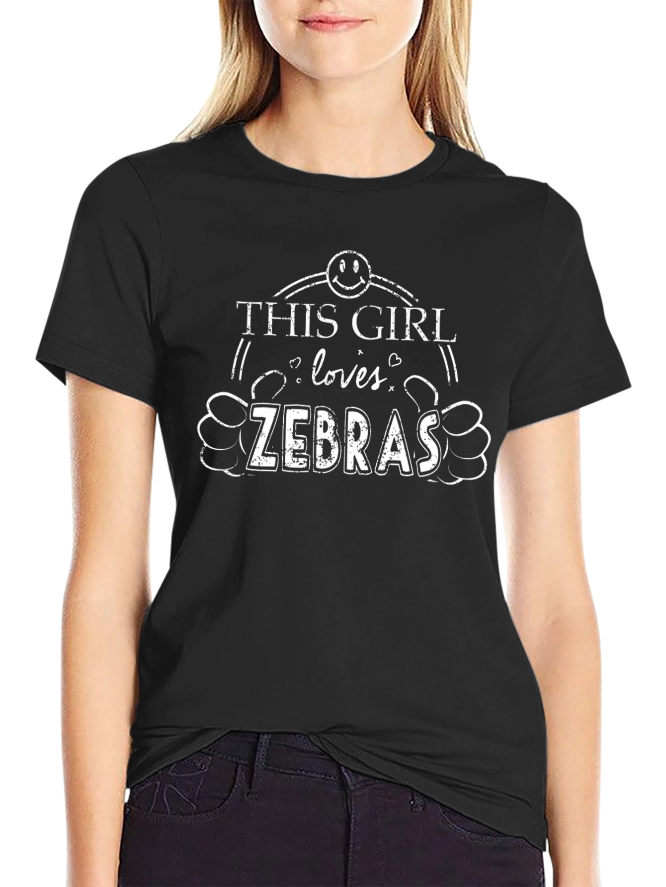 This Girl Loves Zebras Graphic Tee - Black