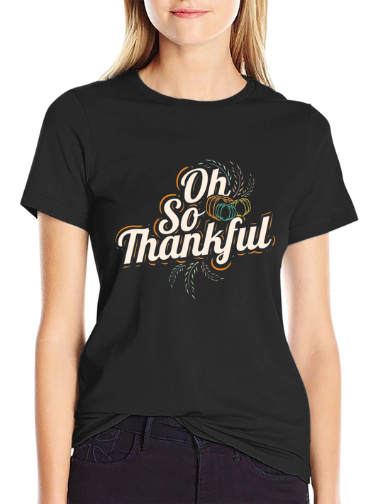 Oh So Thankful Graphic Tee - Black Cotton Blend Shirt