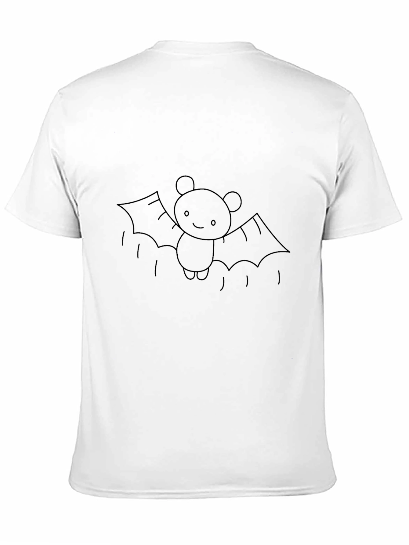 Cute Bat Graphic Tee - Black Cotton T-Shirt