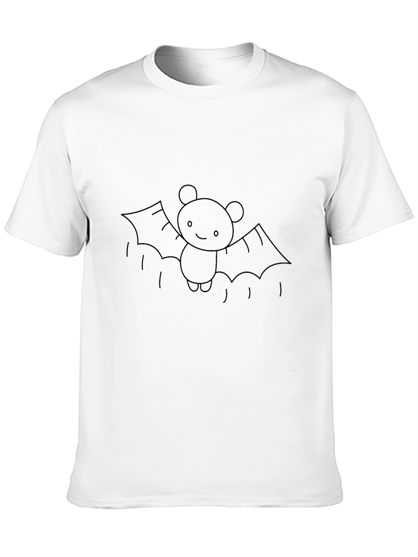 Cute Bat Graphic Tee - Black Cotton T-Shirt