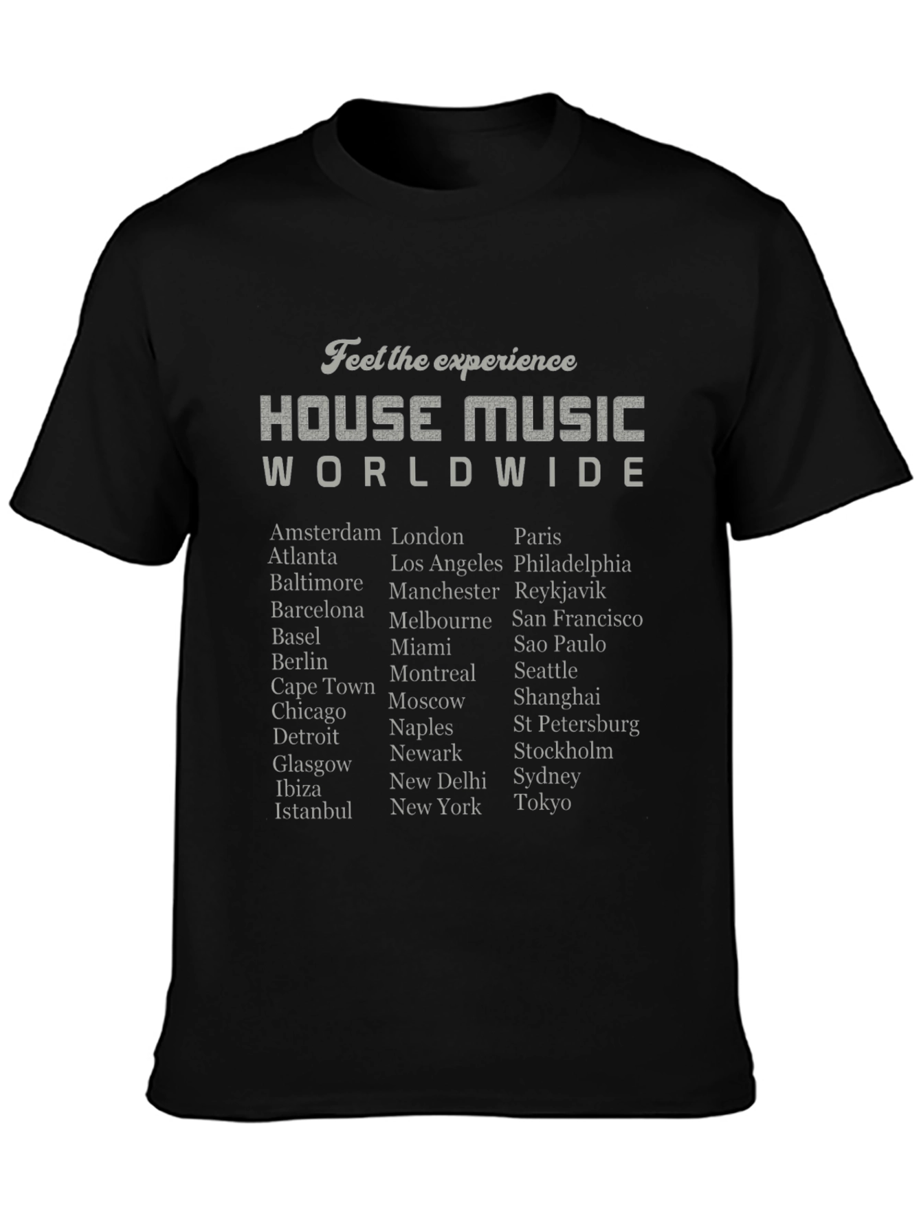 House Music Worldwide Black T-Shirt