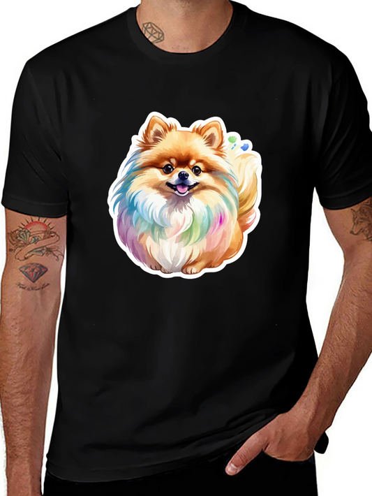 Pomeranian Dog Graphic Tee - Black Cotton T-Shirt